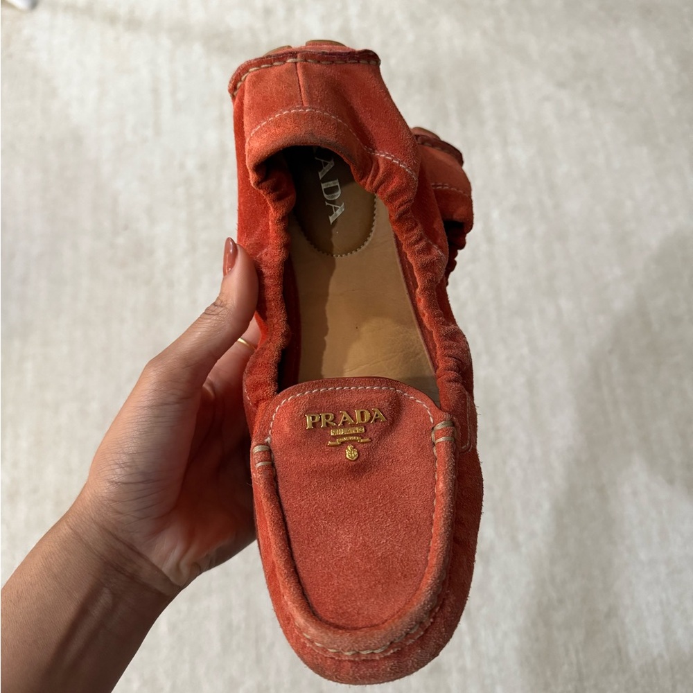 Prada Red Suede Loafers